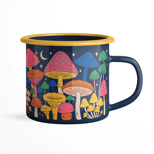 Midnight Mushroom Enamel Mug 16oz
