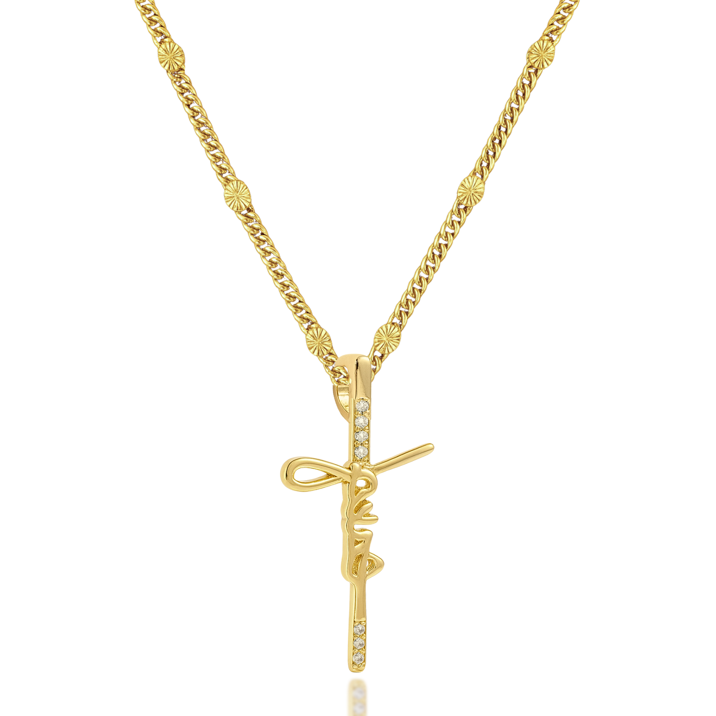 Jesus Script Cross Necklace
