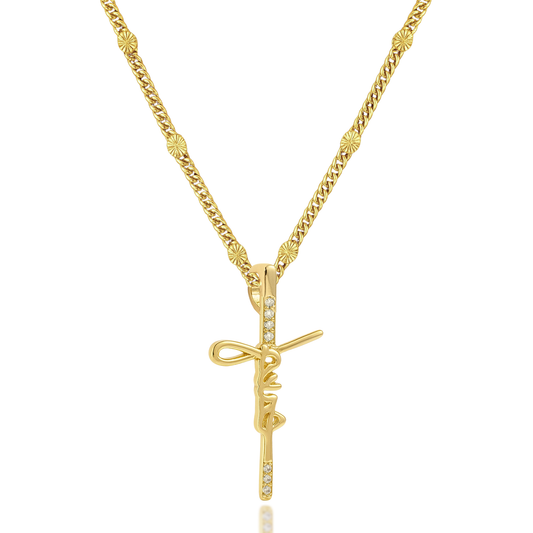 Jesus Script Cross Necklace