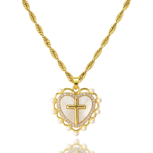The Divine Shell & Pearl Cross Necklace