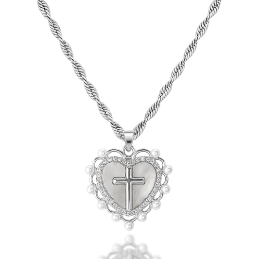 Divine Shell & Pearl Cross Necklace