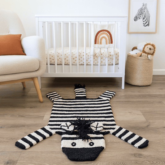Organic Wool Play Mat + Nursery Rug  | Zebra